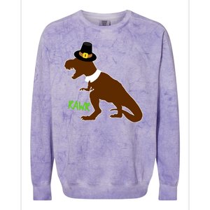 Dinosaur Thanksgiving T-Rex Pilgrim Colorblast Crewneck Sweatshirt