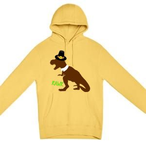 Dinosaur Thanksgiving T-Rex Pilgrim Premium Pullover Hoodie