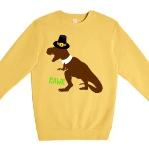 Dinosaur Thanksgiving T-Rex Pilgrim Premium Crewneck Sweatshirt