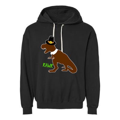 Dinosaur Thanksgiving T-Rex Pilgrim Garment-Dyed Fleece Hoodie