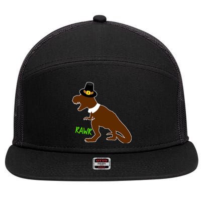 Dinosaur Thanksgiving T-Rex Pilgrim 7 Panel Mesh Trucker Snapback Hat