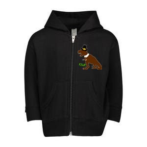 Dinosaur Thanksgiving T-Rex Pilgrim Toddler Zip Fleece Hoodie