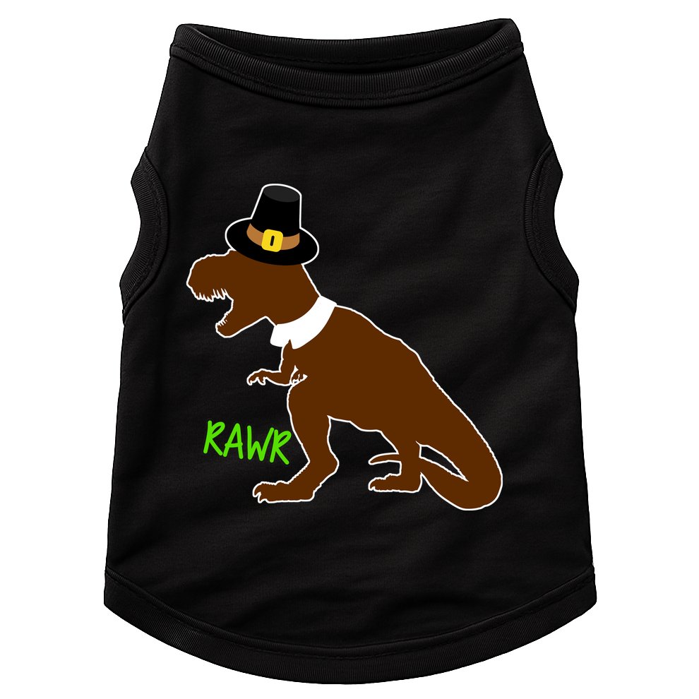 Dinosaur Thanksgiving T-Rex Pilgrim Doggie Tank