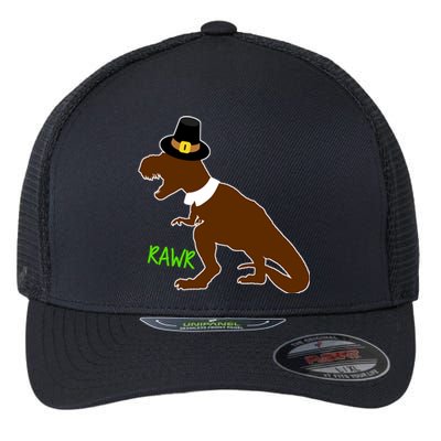 Dinosaur Thanksgiving T-Rex Pilgrim Flexfit Unipanel Trucker Cap