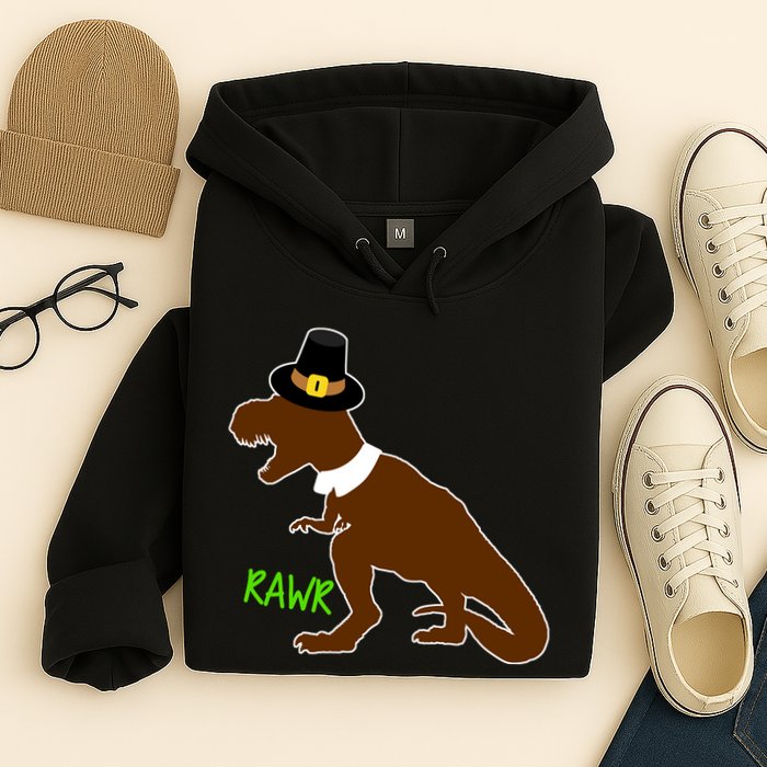 Dinosaur Thanksgiving T-Rex Pilgrim Hoodie