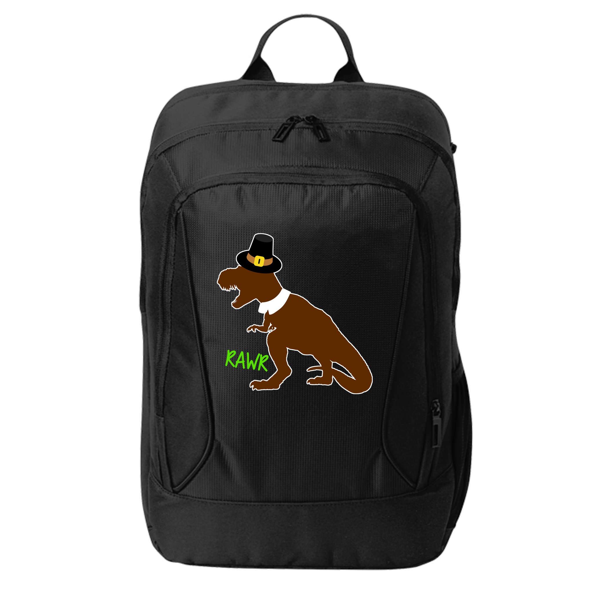 Dinosaur Thanksgiving T-Rex Pilgrim City Backpack