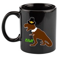 Dinosaur Thanksgiving T-Rex Pilgrim 11oz C Handle Ceramic Mug