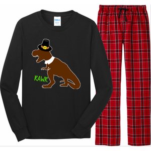 Dinosaur Thanksgiving T-Rex Pilgrim Long Sleeve Pajama Set