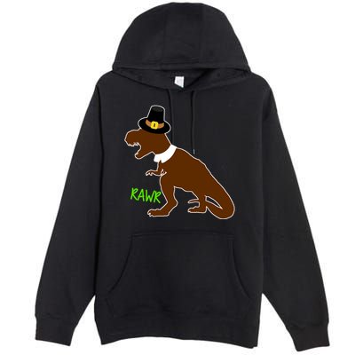 Dinosaur Thanksgiving T-Rex Pilgrim Premium Pullover Hoodie
