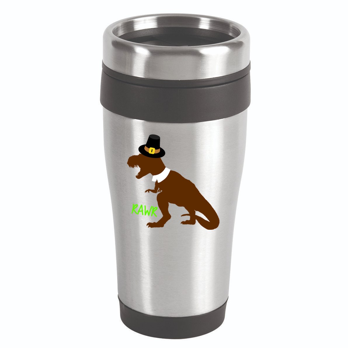 Dinosaur Thanksgiving T-Rex Pilgrim 16oz Travel Tumbler