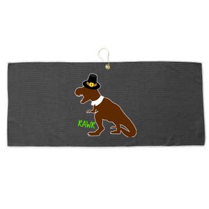 Dinosaur Thanksgiving T-Rex Pilgrim Large Microfiber Waffle Golf Towel