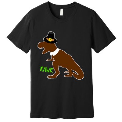 Dinosaur Thanksgiving T-Rex Pilgrim Premium T-Shirt