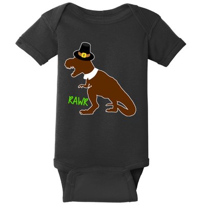 Dinosaur Thanksgiving T-Rex Pilgrim Baby Bodysuit