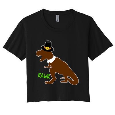 Dinosaur Thanksgiving T-Rex Pilgrim Crop Top