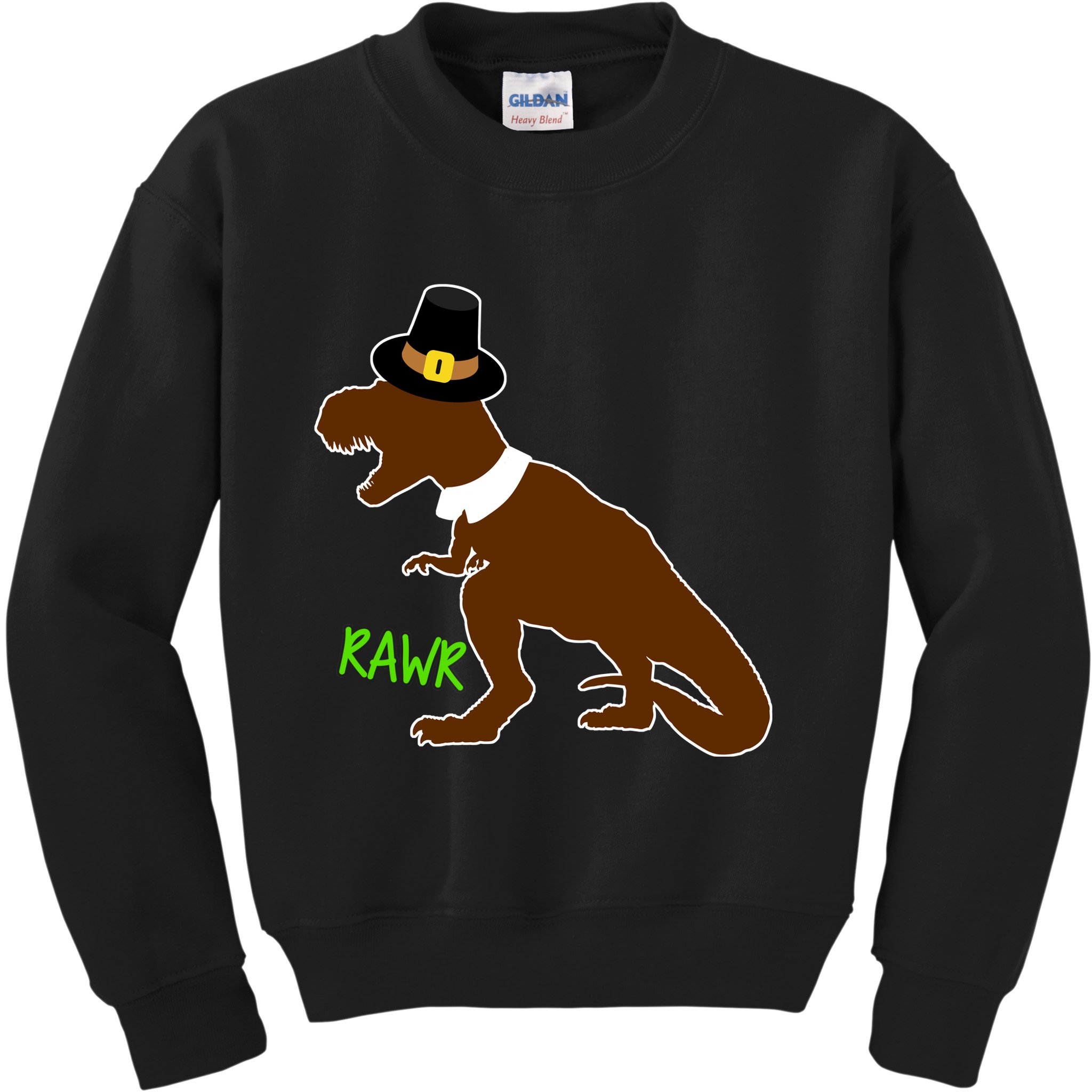 Dinosaur Thanksgiving T-Rex Pilgrim Kids Sweatshirt