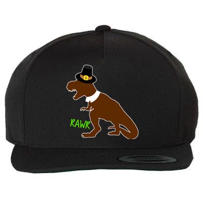 Dinosaur Thanksgiving T-Rex Pilgrim Wool Snapback Cap