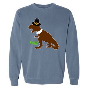 Dinosaur Thanksgiving T-Rex Pilgrim Garment-Dyed Sweatshirt