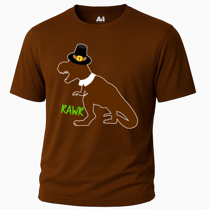 Dinosaur Thanksgiving T-Rex Pilgrim Cooling Performance Crew T-Shirt
