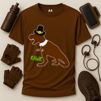 Dinosaur Thanksgiving T-Rex Pilgrim Cooling Performance Crew T-Shirt