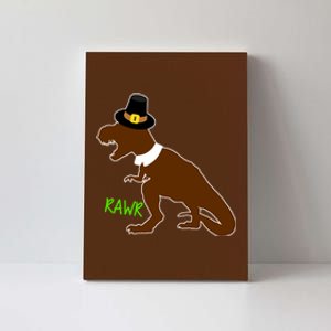 Dinosaur Thanksgiving T-Rex Pilgrim Canvas