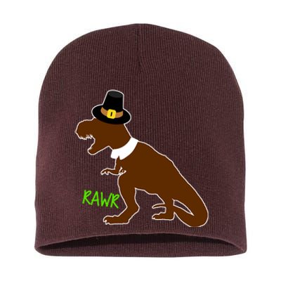 Dinosaur Thanksgiving T-Rex Pilgrim Short Acrylic Beanie