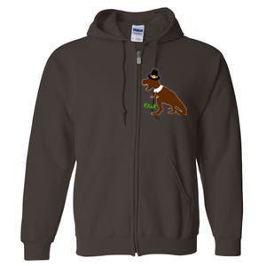 Dinosaur Thanksgiving T-Rex Pilgrim Full Zip Hoodie