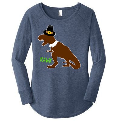 Dinosaur Thanksgiving T-Rex Pilgrim Women's Perfect Tri Tunic Long Sleeve Shirt