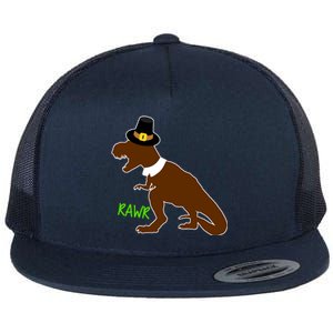 Dinosaur Thanksgiving T-Rex Pilgrim Flat Bill Trucker Hat