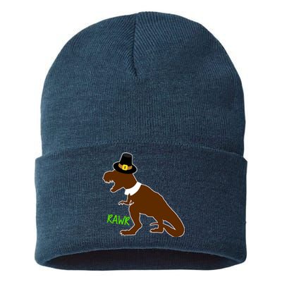 Dinosaur Thanksgiving T-Rex Pilgrim Sustainable Knit Beanie