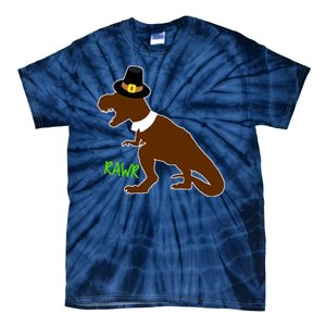 Dinosaur Thanksgiving T-Rex Pilgrim Tie-Dye T-Shirt