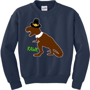 Dinosaur Thanksgiving T-Rex Pilgrim Kids Sweatshirt