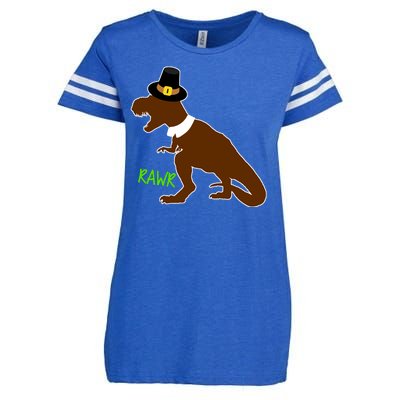 Dinosaur Thanksgiving T-Rex Pilgrim Enza Ladies Jersey Football T-Shirt