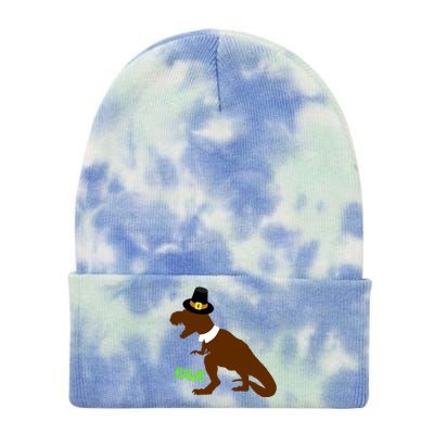 Dinosaur Thanksgiving T-Rex Pilgrim Tie Dye 12in Knit Beanie