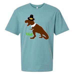 Dinosaur Thanksgiving T-Rex Pilgrim Sueded Cloud Jersey T-Shirt