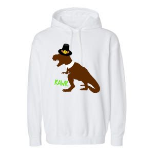 Dinosaur Thanksgiving T-Rex Pilgrim Garment-Dyed Fleece Hoodie