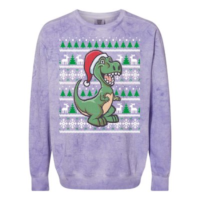 Dinosaur Ugly Christmas Colorblast Crewneck Sweatshirt