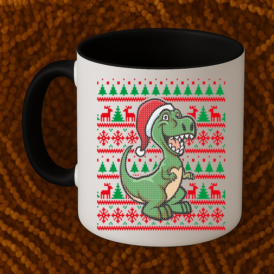 Dinosaur Ugly Christmas Mug