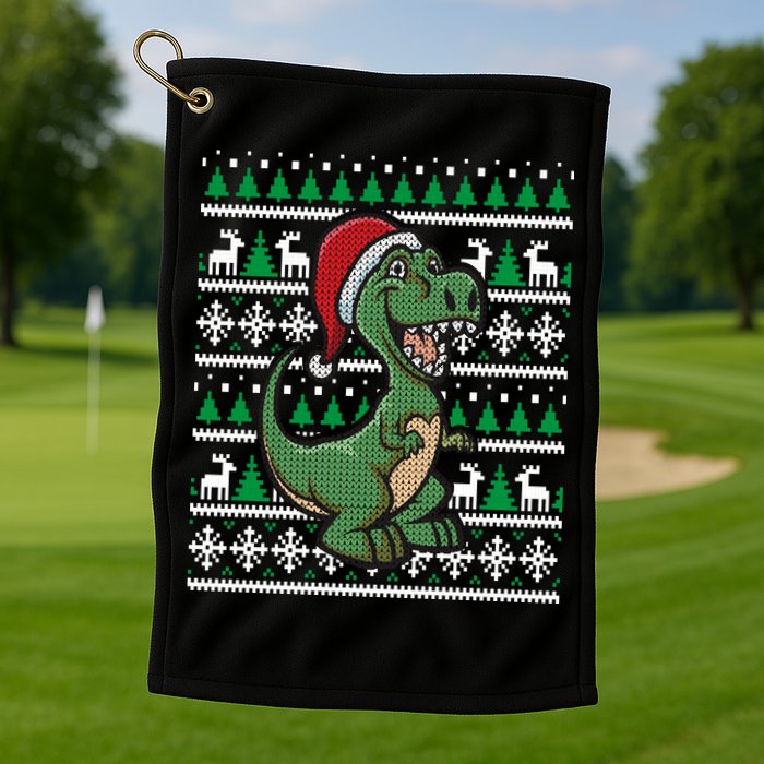 Dinosaur Ugly Christmas Golf Towel