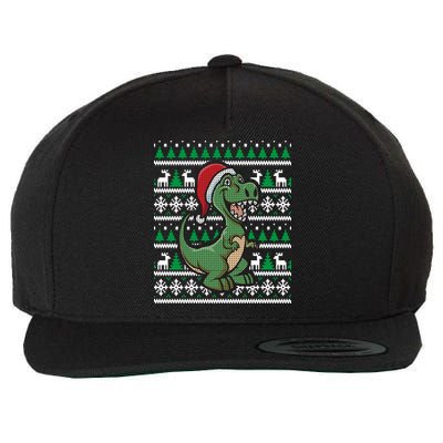 Dinosaur Ugly Christmas Wool Snapback Cap