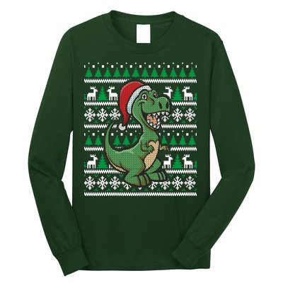 Dinosaur Ugly Christmas Long Sleeve Shirt