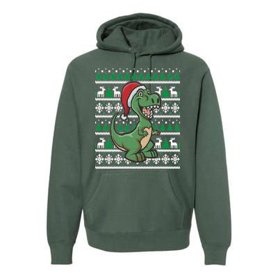 Dinosaur Ugly Christmas Premium Hoodie