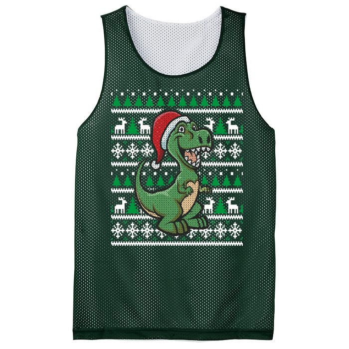 Dinosaur Ugly Christmas Mesh Reversible Basketball Jersey Tank