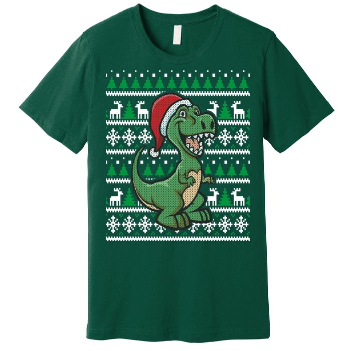 Dinosaur Ugly Christmas Premium T-Shirt