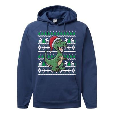 Dinosaur Ugly Christmas Performance Fleece Hoodie