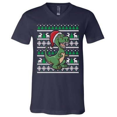 Dinosaur Ugly Christmas V-Neck T-Shirt