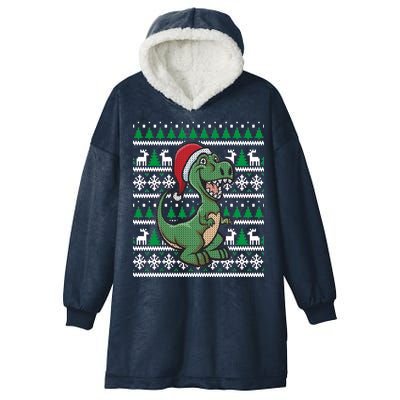 Dinosaur Ugly Christmas Hooded Wearable Blanket