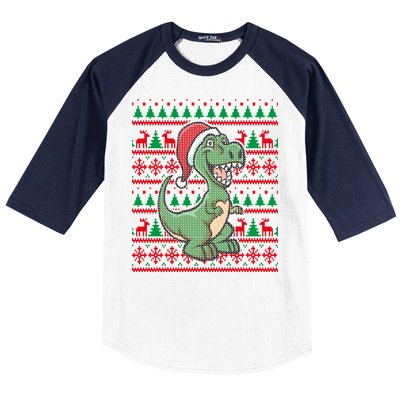 Dinosaur Ugly Christmas Baseball Sleeve Shirt