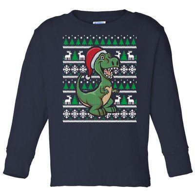 Dinosaur Ugly Christmas Toddler Long Sleeve Shirt