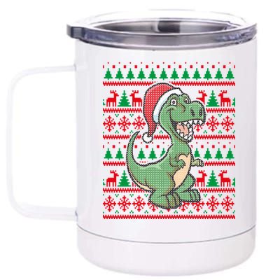 Dinosaur Ugly Christmas 12 oz Stainless Steel Tumbler Cup