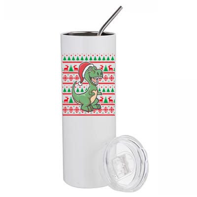 Dinosaur Ugly Christmas Stainless Steel Tumbler